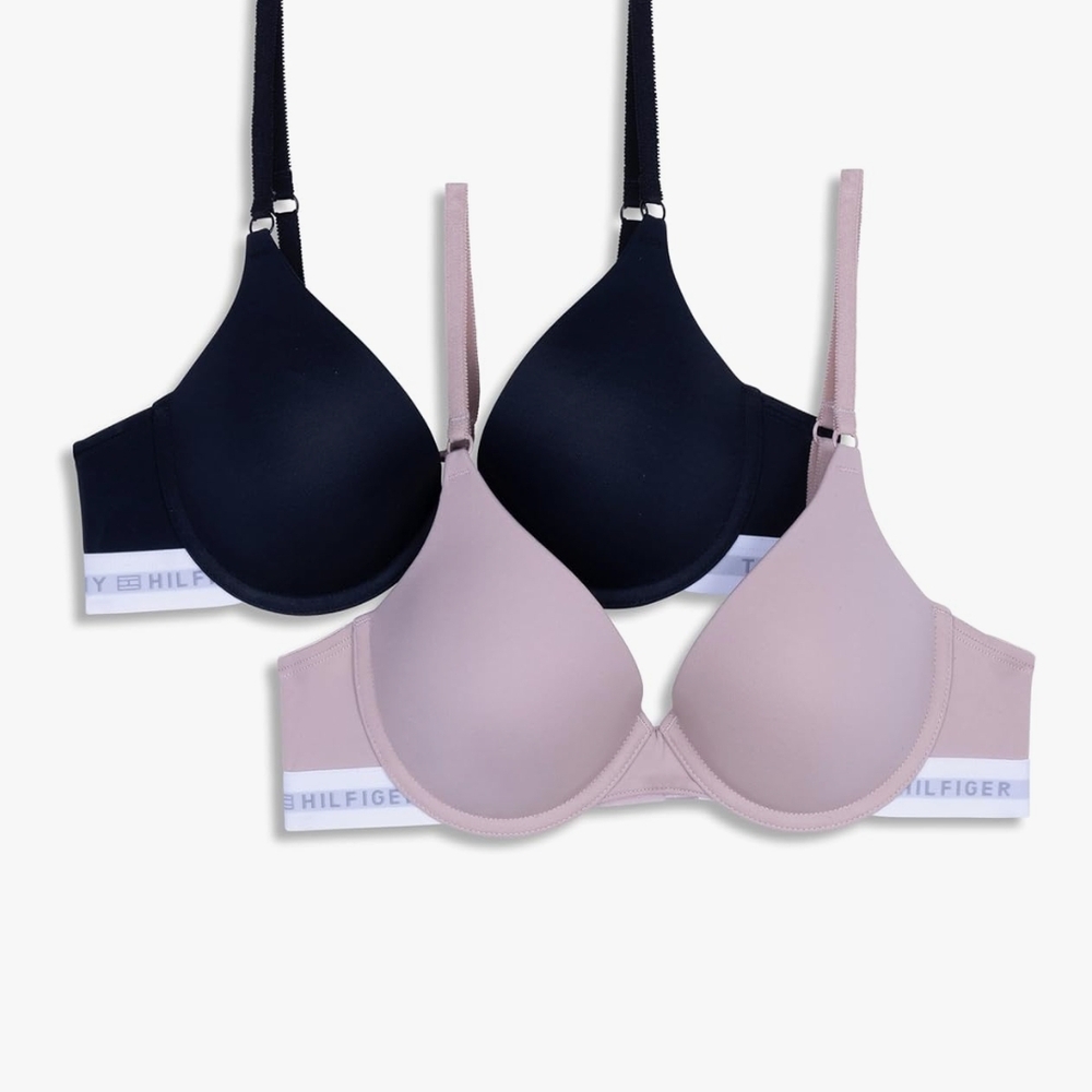 Tommy Hilfiger Women's Black and Pink Bra Duo